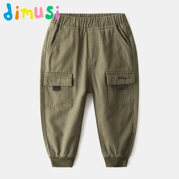 DIMUSI çocuğun pamuklu pantolonlar uzun bahar katı yıkanmış %100 % pamuklu Külot kargo pantolon Çocuk Kız rahat pantolon Çocuklar BC244
