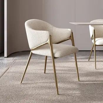 Beyaz Lüks yemek sandalyeleri Metal Bacaklar İskandinav Rahat Benzersiz yemek sandalyeleri Yetişkinler Zemin Relax Fauteuil Salon Ev Mobilyaları