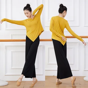 Yeni Yüksek Anlamda Geniş Bacak Pantolon Klasik DanceTraining Pantolon kadın Gevşek Dans SuitClothes Modern Dans