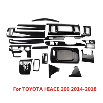 Parlak Siyah Toyota Hiace 200 2014-2018 için İç Styling Dash Dashboard Kapak Merkezi Konsol Vites Paneli Kalıp Trim