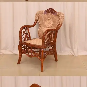 Endonezya Gerçek Rattan Sandalye Üç parçalı Set Çin tarzı Balkon Masa ve Sandalye Rahat Ev Küçük Kahve Sehpa Seti