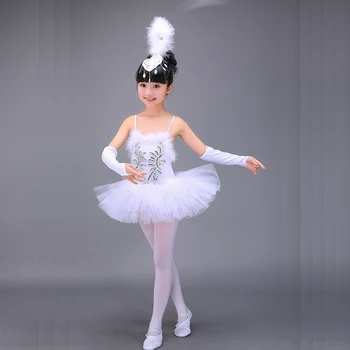 Kız Çocuk Okul Beyaz Kuğu Gölü Balesi Tutu Tül Balerin Elbise Kostüm Kızlar İçin Çocuk Giyim Dans Elbise Giyim 33