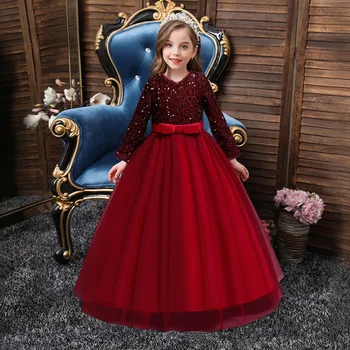 Çiçek Kız Dantel Elbise Kız Elbise Prenses Parti Pageant Uzun Elbise Çocuklar Kızlar için Elbiseler Düğün Akşam Giyim 4-13 yıl