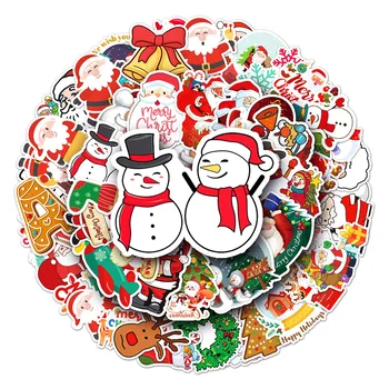 100 ADET Kawaii Renkli Noel Sticker Noel Baba Kardan Adam Noel Ağacı Dizüstü Kaykay Yeni Yıl Hediye Sticker