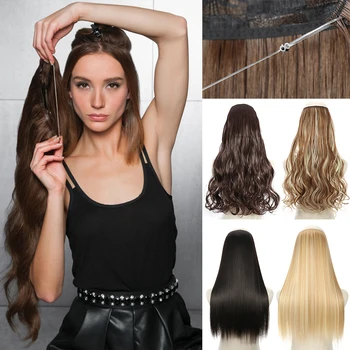 HAİRSTAR sentetik saç Uzantıları Hiçbir Klip Ombre Sarışın Siyah Kahverengi Sarışın yapay saç parçası Kadınlar İçin 16