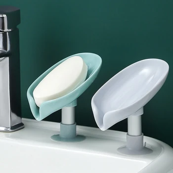 1 ADET Vantuz Sabunluk Banyo Duş İçin Taşınabilir Yaprak Sabunluk Plastik Sünger Tepsi Mutfak Banyo Aksesuarları İçin