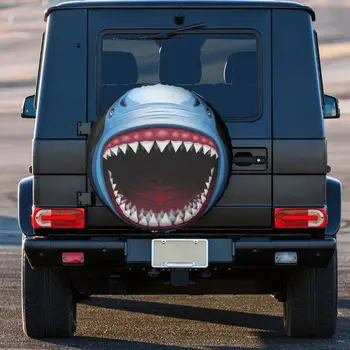 Komik Köpekbalığı Saldırısı yedek lastik kılıfı Hava Koşullarına Dayanıklı Açık Ağız Bite JANT kapağı s Jeep Suzuki Mitsubishi 14