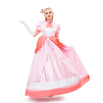 Oyunu Cosplay Prenses Şeftali Cosplay Kostüm Pembe Prenses Elbise Kadın Balo Fantezi Parti Kıyafeti Cadılar Bayramı Partisi Kostüm