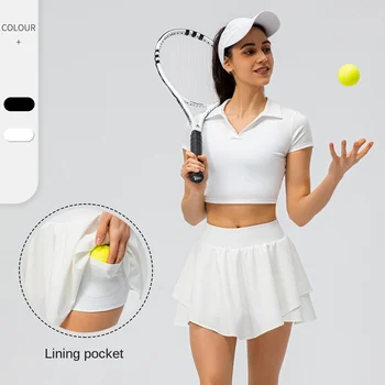 H-Tenis Etek Seti Çıplak Hissediyorum Cilt Bakımı Sahte İki Parçalı Etek Pantolon tenis etek şort tenis etek