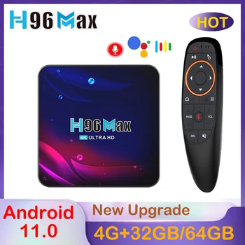 H96 Max V11 RK3318 akıllı tv kutusu Küresel Sürüm Android 11 2.4 G & 5G Wifi 4G 32G 64G 4K BT Medya oynatıcı Ses Asistanı Set Üstü Kutusu