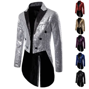 Pullu Blazer Süslenmiş Parlak Ceket Erkekler Gece Kulübü Glitter Balo Elbise Kostüm Homme Şarkıcılar Sahne Giyim Smokin Yeni