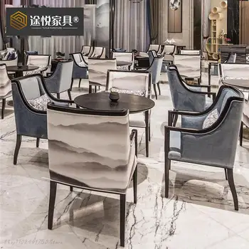 Satış Ofisi resepsiyon masası ve Sandalye Kombinasyonu Modern Basit Kulübü Otel Çay Evi Yeni Çin Müzakere 1 Masa 4 Sandalye