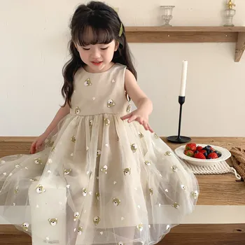 Kız Elbise yaz elbisesi 2023 Yeni Çocuk Prenses Elbise Kız Elbise Kabarık Etek Çocuk Giysileri Toddler Kız