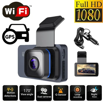Araba dvr'ı WiFi Dash kamera 1296P Full HD Dikiz Kamera Ayna Döngü Video Kaydedici Kara Kutu GPS Otomatik park monitörü Gece Görüş