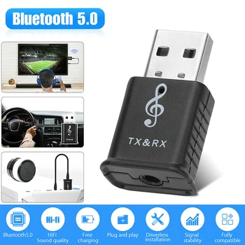 3.5 mm AUX Stereo Kablosuz Adaptör USB Bluetooth 5.0 Verici Alıcı TV Hoparlör Kulaklık Mini Araba Müzik Bluetooth İletim