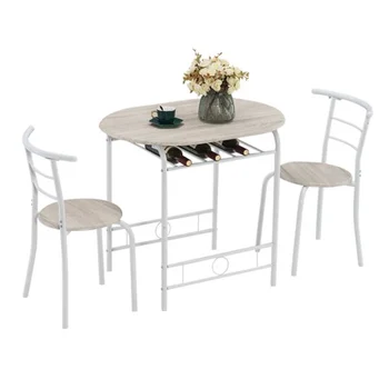 Meşe PVC (80x53x76cm)pişirme Lake Çiftler Bükme Geri Kahvaltı Masası (Bir Masa ve İki Sandalye) beyaz [ABD Stok]