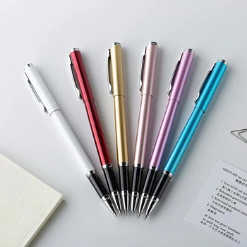 25 Adet Metal Jel kalem Seti Siyah Dolum Ballpen Mermi Ucu 0.5 mm Okul ve Ofis Malzemeleri Kırtasiye Kawaii Aksesuarları Kırtasiye