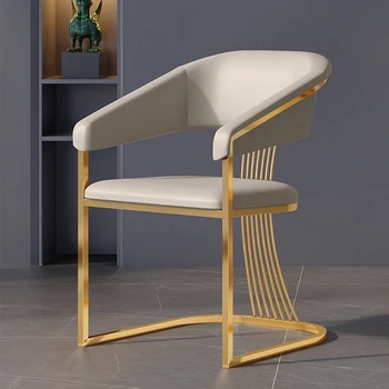 Beyaz Altın Tasarımcı yemek Sandalyesi Lüks Salon Ofis İskandinav yemek sandalyesi Kol Modern Sillas Comedores mutfak mobilyası LK50CY