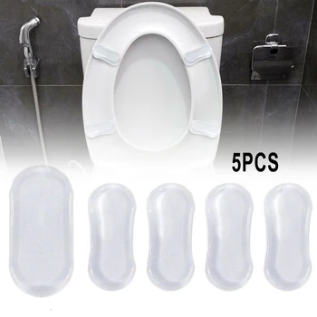 5 adet Banyo Şeffaf Silikon tuvalet koltuk tamponu Tampon Pedleri Evrensel Darbeye Dayanıklı Güçlü Yapıştırıcı Ev Yedek Parçaları