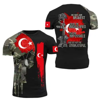 Türk Özel Harekat T-shirt Asker Kafatası Baskı Yaz Jumper O Yaka Kısa Kollu Büyük Boy Konfeksiyon Kamisar 6XL