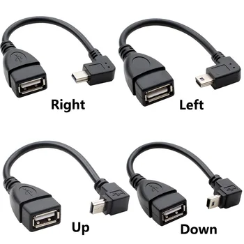 USB Mini 5 Pin Erkek USB 2.0 A Dişi Jack Host OTG Uzatma Adaptörü Bağlantı Kablosu 15cm yukarı / Aşağı / Sol / Sağ Açı