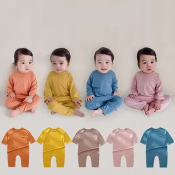 Sonbahar Bebek Tulum Bodysuit Tırmanma Giyim Unisex Modal İnce Tulum Ins Kore Tarzı Bebekler Giysileri Erkek Kız Bebekler İçin