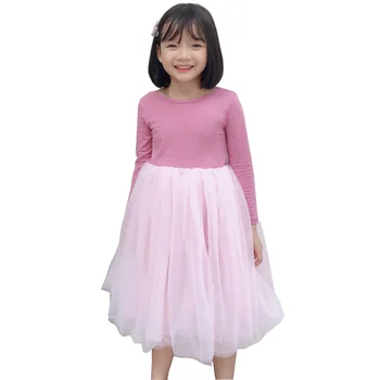 Çocuk Parti Elbise Dantel Elbise Kız Tam Kollu Düz Renk Dantel Zarif Kız Elbise Çocuk Çocuklar Düğün Kostüm LZ344
