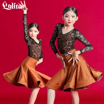 Lolita bahar ve yaz Latin dans uygulama takım elbise kız performans gösterisi etek dantel eğitim dans sanat testi takım elbise