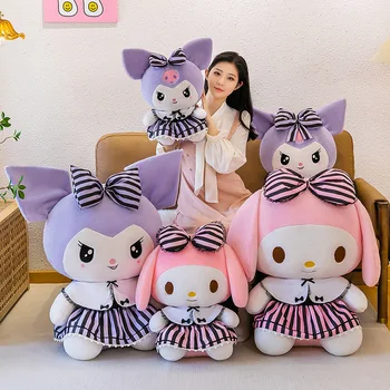 Sanrio Kawaii Kuromi Benim Melody Peluş Dolması Bebekler Yaz Çizgili Etek Karikatür kanepe yastığı Yastık Oyuncak Kızlar İçin doğum günü hediyesi