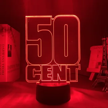 3d lamba 50 Cent hayranları için yatak odası dekorasyon ışıklandırma doğum günü hediyesi akülü renk değiştiren led gece lambası 50 Cent