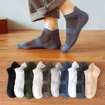 5 Çift / grup Yaz Moda Nefes Tekne Çorap Kaliteli Pamuk Erkekler Kısa Ayak Bileği Çorap Rahat Erkek Çorap Erkek Meias Hombre носки