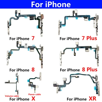 Yeni Sessiz ve Ses Güç Düğmeleri anahtar Anahtarı On / Off Flex Kablo Cep Telefonu Tamir Parçaları iPhone 7 8 Artı X XR XS Max