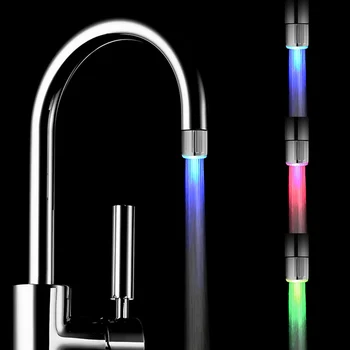 1 PC led ışık Su Musluk Sıcaklık Duyarlı 3-renk ışık-up musluk Mutfak Glow Su tasarrufu Havalandırıcı Dokunun meme Duş