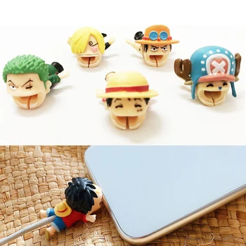Tek Parça Bite Kablo Koruyucu Kapak Luffy Zoro Anime iPhone Şarj Cihazı Kabloları USB Veri Hattı Kafa Koruma Kılıfı Aksesuarları Hediyeler