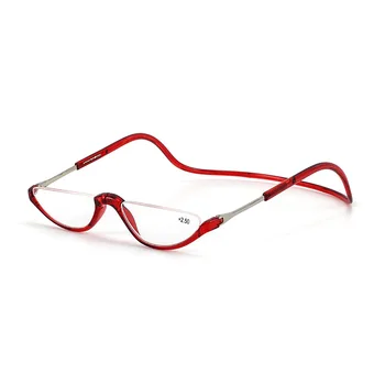 Katlanır Halter Boyun okuma gözlüğü Erkekler Kadınlar HD Moda Yarım Çerçeve Mıknatıs anti-yorgunluk Presbiyopi Gözlük Gafas Okulary