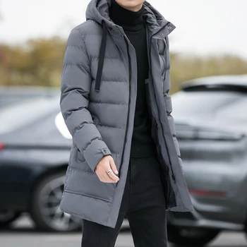 Sıcak kışlık ceketler Erkekler Kapşonlu Casual Uzun Aşağı Ceketler Kalın Sıcak Parkas Yeni Erkek Dış Giyim Kışlık Mont Slim Fit Ceketler Boyutu