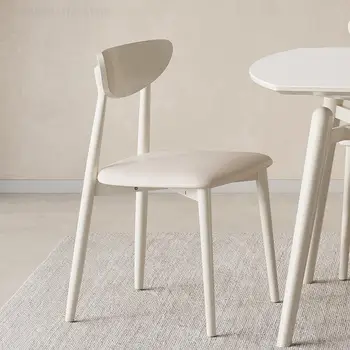 Krem tarzı yemek sandalyesi ev rahat masif ahşap sandalye Modern İtalyan tarzı Minimalist İskandinav tarzı High-end ışık Luxur