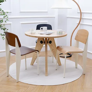İskandinav katı ahşap yemek sandalyesi Metal Kalınlaşmış Sandalye Arkalığı ile Sedanter Rahat yemek odası sandalyesi Oturma Odası Mobilya