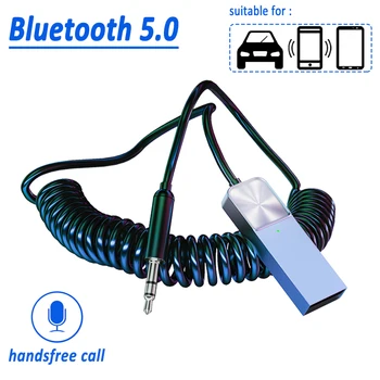 Bluetooth Aux Adaptörü Kablosuz Araç bluetooth Alıcısı USB 3.5 mm Jack Ses Müzik Mic Handsfree Adaptörü araba hoparlörü Otomatik