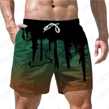 Yaz Yeni erkek Şort plaj pantolonları Renkli Desen 3D Baskı Hawaii Eğlence Plaj Tarzı erkek İpli Ev SportsShorts