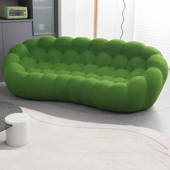 Modern 3 kişilik kanepe Döşemeli kumaş kanepe kabarcık yeşil oturma odası kanepe