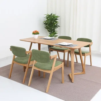 Otel katı ahşap yemek sandalyesi İskandinav döşemeli otel yemek mobilyası kol dayama ahşap renk catering mağazası katı ahşap yemek chai