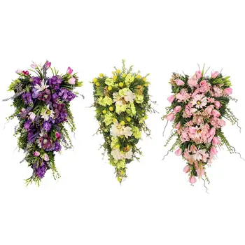 Dekoratif Gözyaşı Çelenk Duvar Asılı Çiçek Swag Garland Süsler Yapay Kapı Swag Çelenk Düğün Parti Şömine