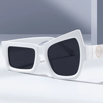 Yeni Düzensiz Güneş Gözlüğü Erkekler ve Kadınlar için Moda Retro Marka Tasarım Güneş Gözlüğü Kadın Erkek Beyaz Siyah Ayna Oculos De Sol