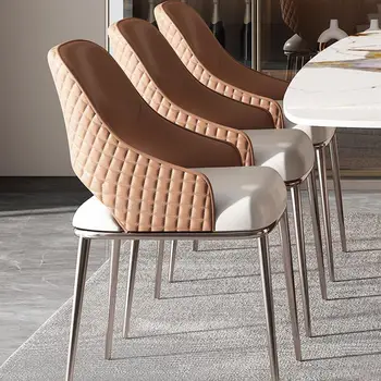 İtalyan Tasarımcı ev restoran ışık lüks Minimalist High-end mikrofiber Deri yemek Sandalyesi 2 Adet mutfak sandalyesi mobilya