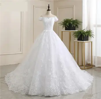 2023 düğün elbisesi Kapalı Omuz Vestido De Noiva gelinlik Tren Ismarlama Artı Boyutu Gelin Tül Mariage