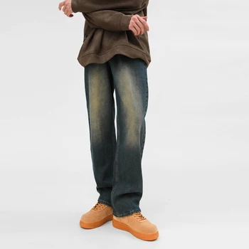 2022 Erkek Kot Baggy Rahat İnce Sokak Pantolon Moda Retro Düz Klasik Unisex erkek Bol pantolon Hip Hop