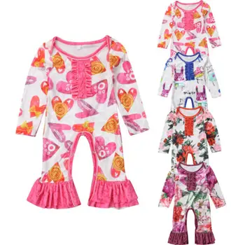 2019 Bebek Giysileri Yeni Doğan Bebek Kız Çiçek Giysileri Uzun Kollu Tulum Romper Kıyafetler 4 Renk