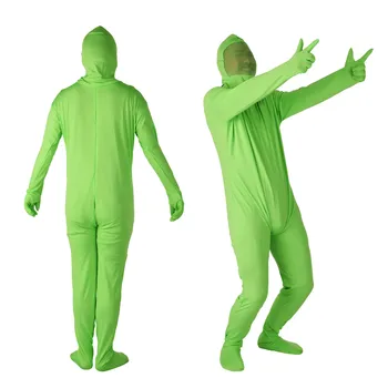Fotoğraf Chromakey Yeşil Takım Elbise Ücretsiz Boyutu Yetişkin Yeşil Bodysuit Streç Kostüm Fotoğraf Video Özel Efekt Festivali Cosplay
