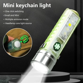 Yeni Mini LED el feneri USB C şarj edilebilir meşale güçlü mıknatıs kalem Klip fener Zoom isteğe Bağlı taşınabilir Lamba kamp UV ışıkları